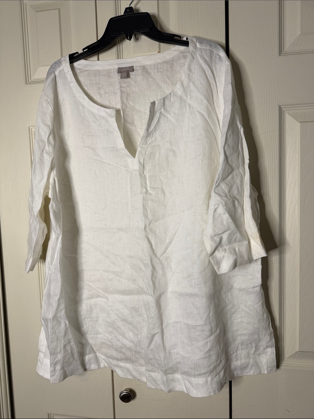J. Jill White Linen Split-Neck Tunic